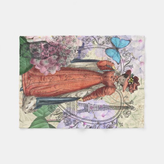 Viktorianische Frauen in rot-farbiger Mode Fleecedecke (Vorderseite (Horizontal))