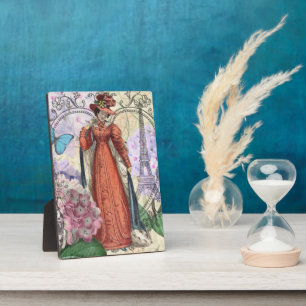 Viktorianische Frauen in rot-farbiger Mode Fotoplatte