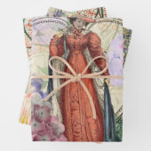 Viktorianische Frauen in rot-farbiger Mode Geschenkpapier Set (Beispiel)
