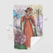 Viktorianische Frauen in rot-farbiger Mode Golfhandtuch (Insitu)