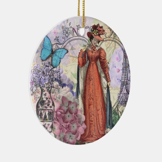 Viktorianische Frauen in rot-farbiger Mode Keramik Ornament (Rechts)