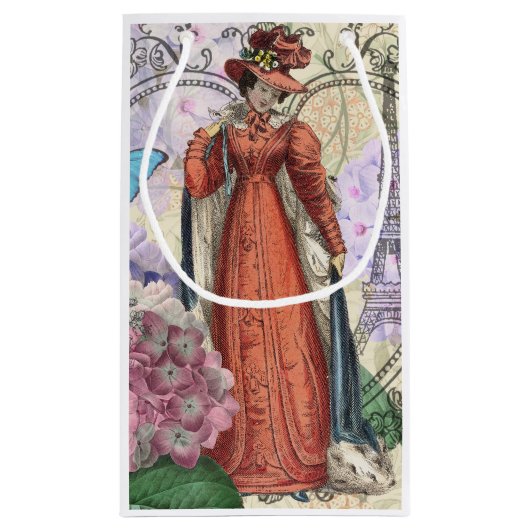 Viktorianische Frauen in rot-farbiger Mode Kleine Geschenktüte (Rückseite)