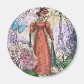 Viktorianische Frauen in rot-farbiger Mode Magnet (Vorne)