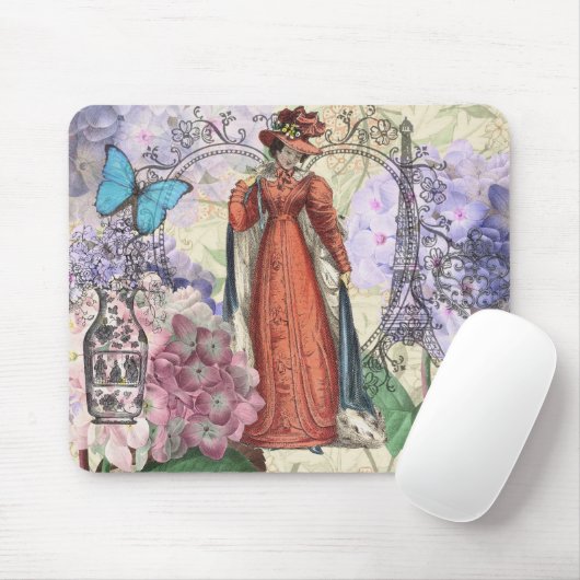 Viktorianische Frauen in rot-farbiger Mode Mousepad (Mit Mouse)