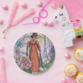 Viktorianische Frauen in rot-farbiger Mode Pappteller (Party)