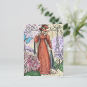 Viktorianische Frauen in rot-farbiger Mode Postkarte (Stehend Vorderseite)