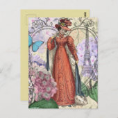 Viktorianische Frauen in rot-farbiger Mode Postkarte (Vorne/Hinten)