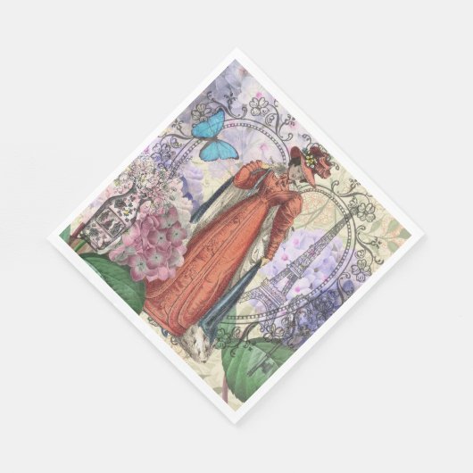 Viktorianische Frauen in rot-farbiger Mode Serviette (Ecke)