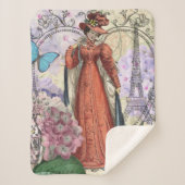 Viktorianische Frauen in rot-farbiger Mode Sherpadecke (Vorderseite)