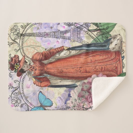 Viktorianische Frauen in rot-farbiger Mode Sherpadecke (Vorderseite (Horizontal))