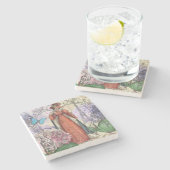 Viktorianische Frauen in rot-farbiger Mode Steinuntersetzer (Seitenansicht)