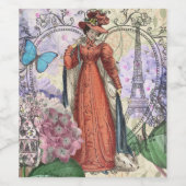 Viktorianische Frauen in rot-farbiger Mode Weinetikett (Einzelnes Label)