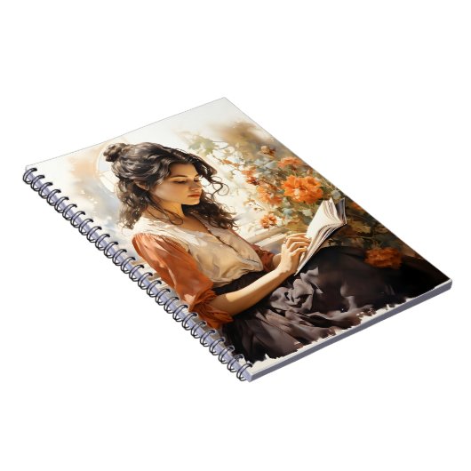 Viktorianische Frauen in Wasserfarbe Lesen eines B Notizblock (Rechte Seite)