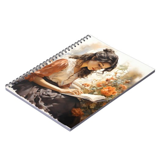 Viktorianische Frauen in Wasserfarbe Lesen eines B Notizblock (Linke Seite)