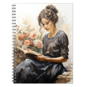 Viktorianische Frauen in Wasserfarbe Lesen eines B Notizblock (Vorderseite)