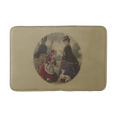 Viktorianische Frauen Mädchen & Hund auf Spazierga Badematte (Vorderseite)