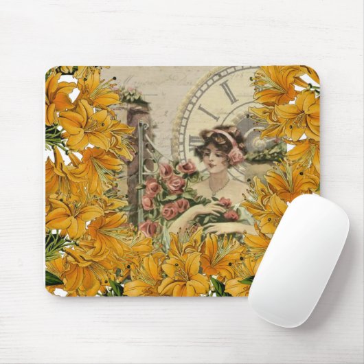 Viktorianische Frauenmäuse Pad mit Blumenmuster! M Mousepad (Mit Mouse)