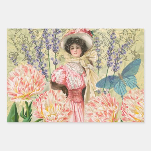 Viktorianische Frauenregal in Rosa Geschenkpapier Set (Vorderseite)