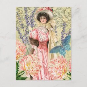 Viktorianische Frauenregal in Rosa Postkarte