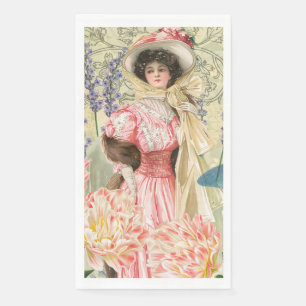 Viktorianische Frauenregal in Rosa Serviette