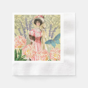 Viktorianische Frauenregal in Rosa Serviette