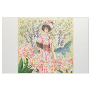 Viktorianische Frauenregal in Rosa Stoff