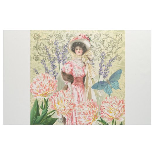 Viktorianische Frauenregal in Rosa Stoff (Yard (91,4 cm))