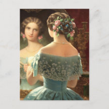 Viktorianische Frauenspiegel auf Postkarte, Papier