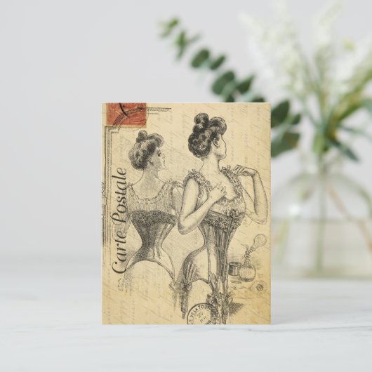 Viktorianische Frauenverkleidung in Corset Postkarte (Stehend Vorderseite)