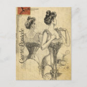Viktorianische Frauenverkleidung in Corset Postkarte (Vorderseite)