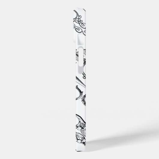 Viktorianische Friseurschere elegant Schwarz-weiß Case-Mate iPhone Hülle (Rückseite / Links)