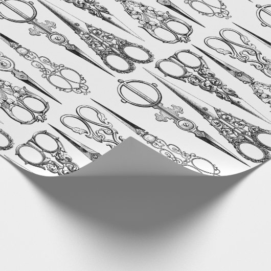 Viktorianische Friseurschere Geschenkpapier (Ecke)