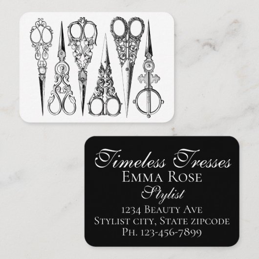 Viktorianische Friseurschere Visitenkarte (Vorne/Hinten)