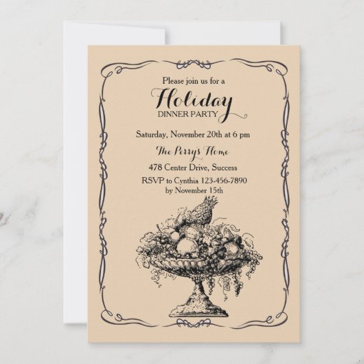 Viktorianische Frucht-Schüssel-Abendessen-Party Einladung (Vorderseite)