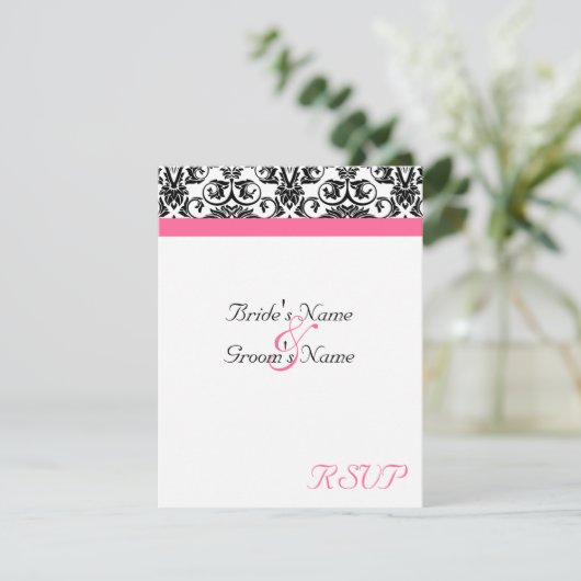 Viktorianische Fuschia Wedding Matching UAWG RSVP Karte (Stehend Vorderseite)