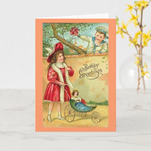 Viktorianische Geburtstagskarte Karte (Gelbe Blume)