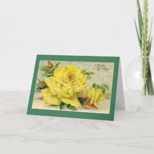 Viktorianische gelbe Rosen-Geburtstagskarte Karte