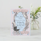 Viktorianische Gender Reveal Baby Shower Einladung (Stehend Vorderseite)