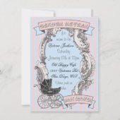 Viktorianische Gender Reveal Baby Shower Einladung (Vorderseite)