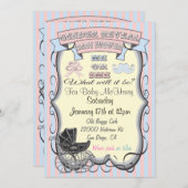 Viktorianische Gender Reveal Baby Shower Einladung (Vorne/Hinten)