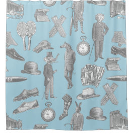 viktorianische Gentlemen Tiere Blauspielmännchen Duschvorhang