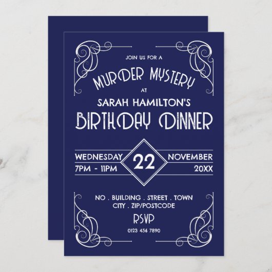 Viktorianische Gerahmte Ära, Mördermysterium Gebur Einladung (Vorne/Hinten)
