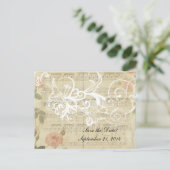 Viktorianische Ghost-Musik und Rose Save the Date Ankündigungspostkarte (Stehend Vorderseite)