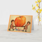 Viktorianische Giant Pumpkin Halloween-Grußkarte Karte (Gelbe Blume)