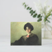 Viktorianische Gibson-Frau mit Rose-Schwarz-Kleid Postkarte (Stehend Vorderseite)