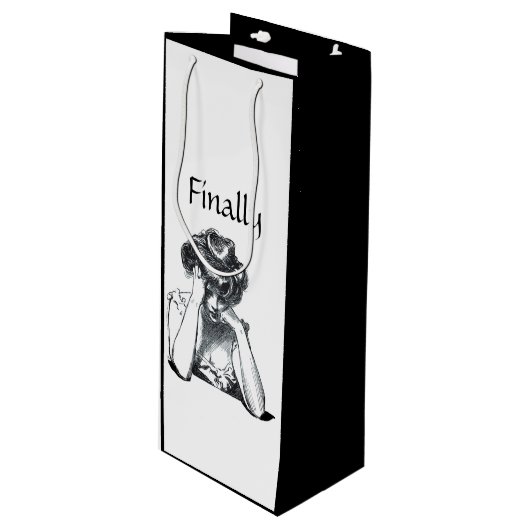 Viktorianische Gibson Girl Ich brauche etwas Lusti Geschenktüte Für Weinflaschen (Vorderseite Schrägansicht)