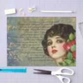 Viktorianische Glamour-Girl mit Rote Rose-Gewebepa Seidenpapier (Handwerk)