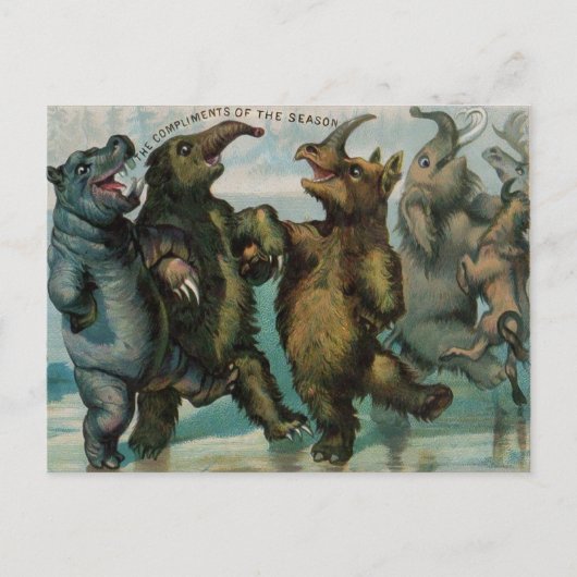 Viktorianische Gletschertiere Weihnachten Postkarte (Vorderseite)
