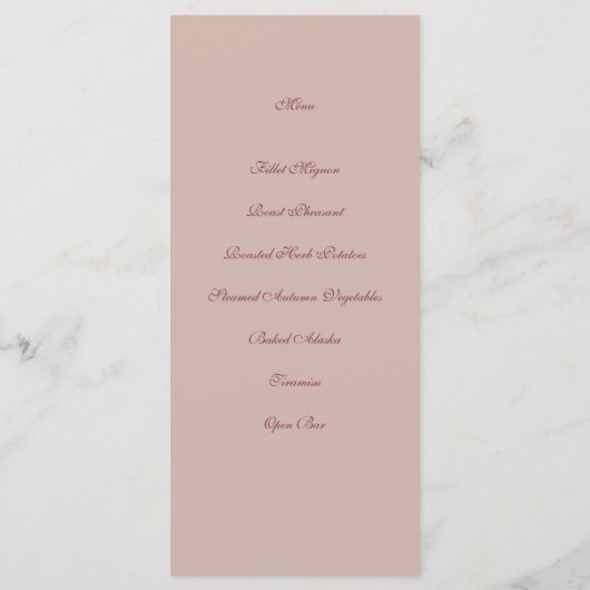 Viktorianische Goddess-Karte im Rose-Menü Menükarte (Rückseite)