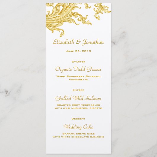 Viktorianische Gold Sweep Wedding Menu Card Menükarte (Vorderseite)